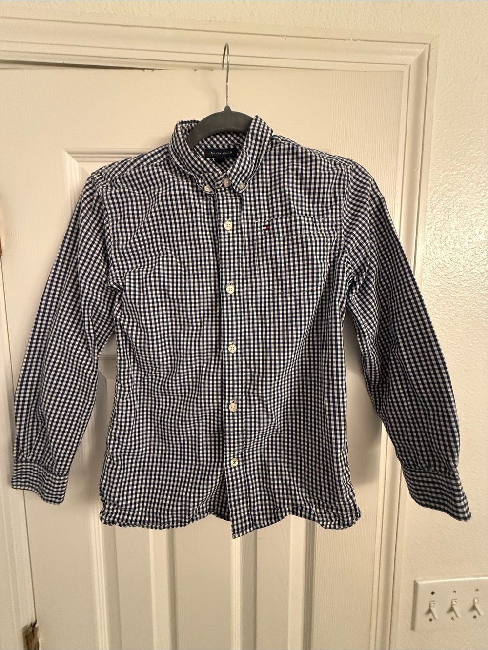 Tommy Hilfiger Navy and White Gingham Button-Down Shirt